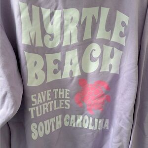 'Save The Turtles' Lavender lilac Hoodie Myrtle beach SC woman's medium graphic